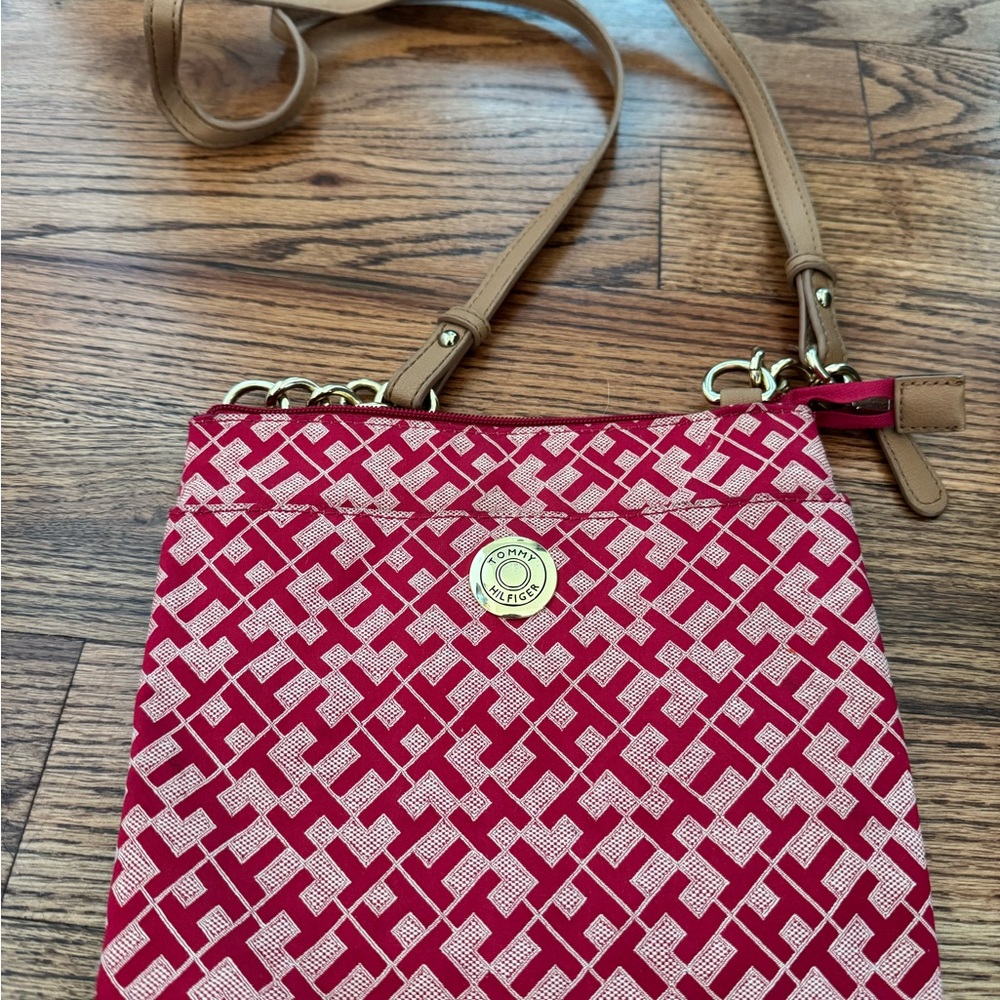Tommy Hilfiger Red and Tan Crossbody Bag
